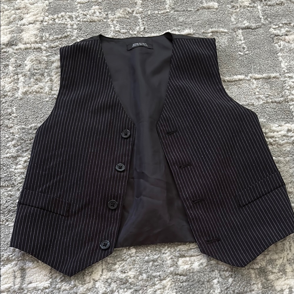 Black and White Tailored Vest with V-Neck